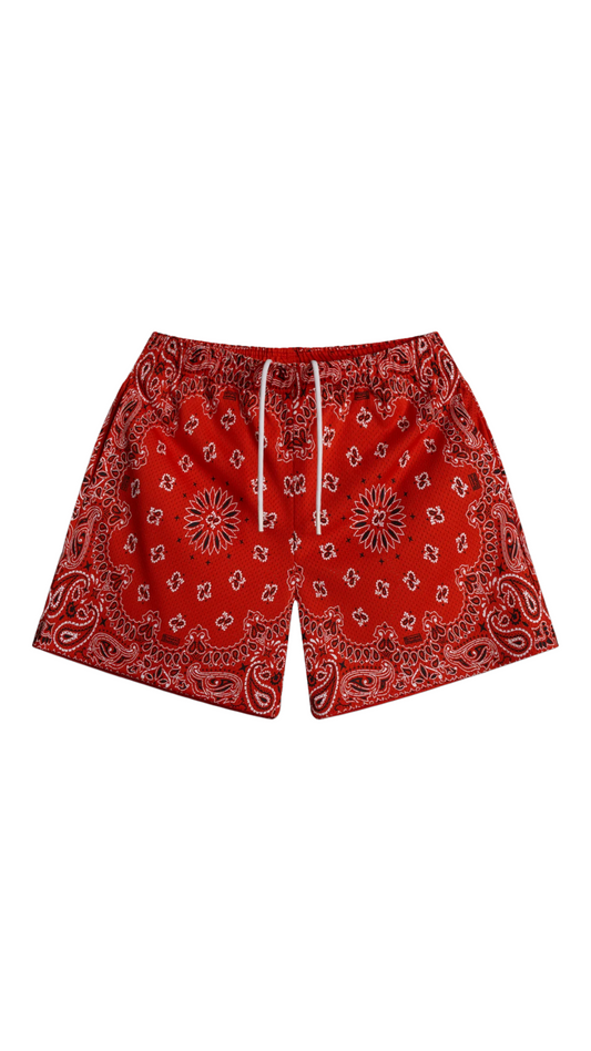 PAISLEY TWO-TONE RED SHORTS