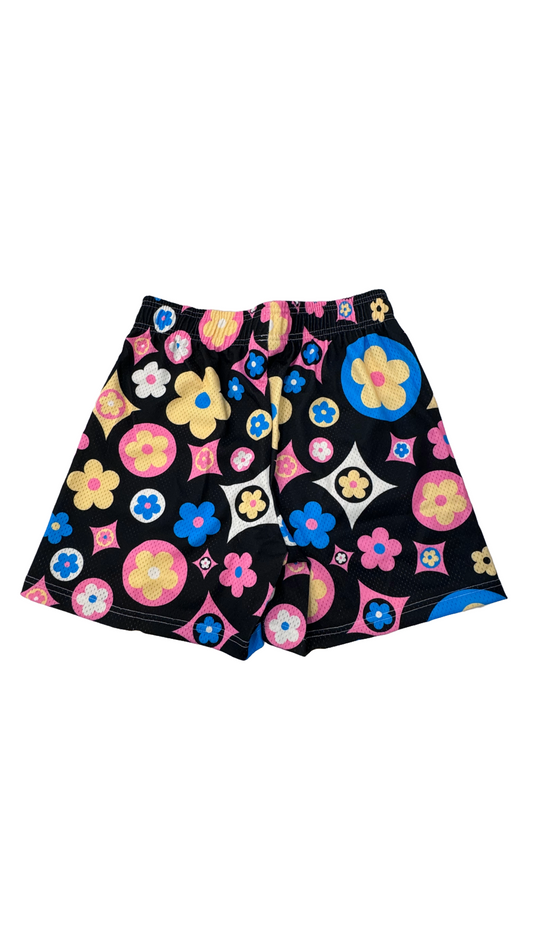 BLACK MULTI FLOWER SHORTS