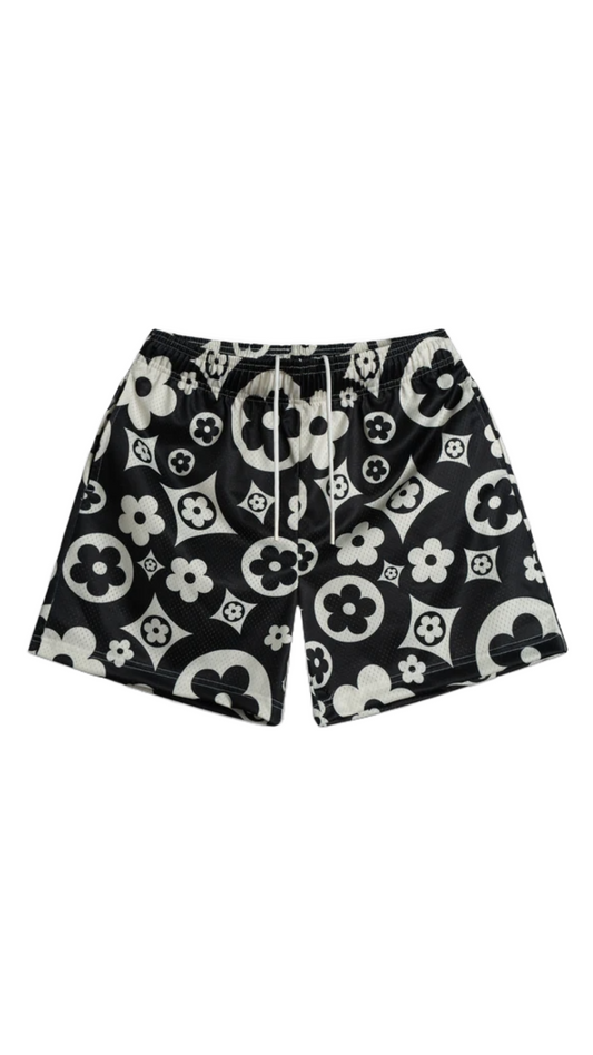 BLACK FLOWER SHORTS