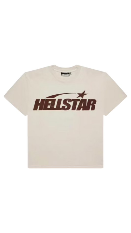 HELLSTAR CLASSIC TEE WHITE/BROWN (GEL PRINT)