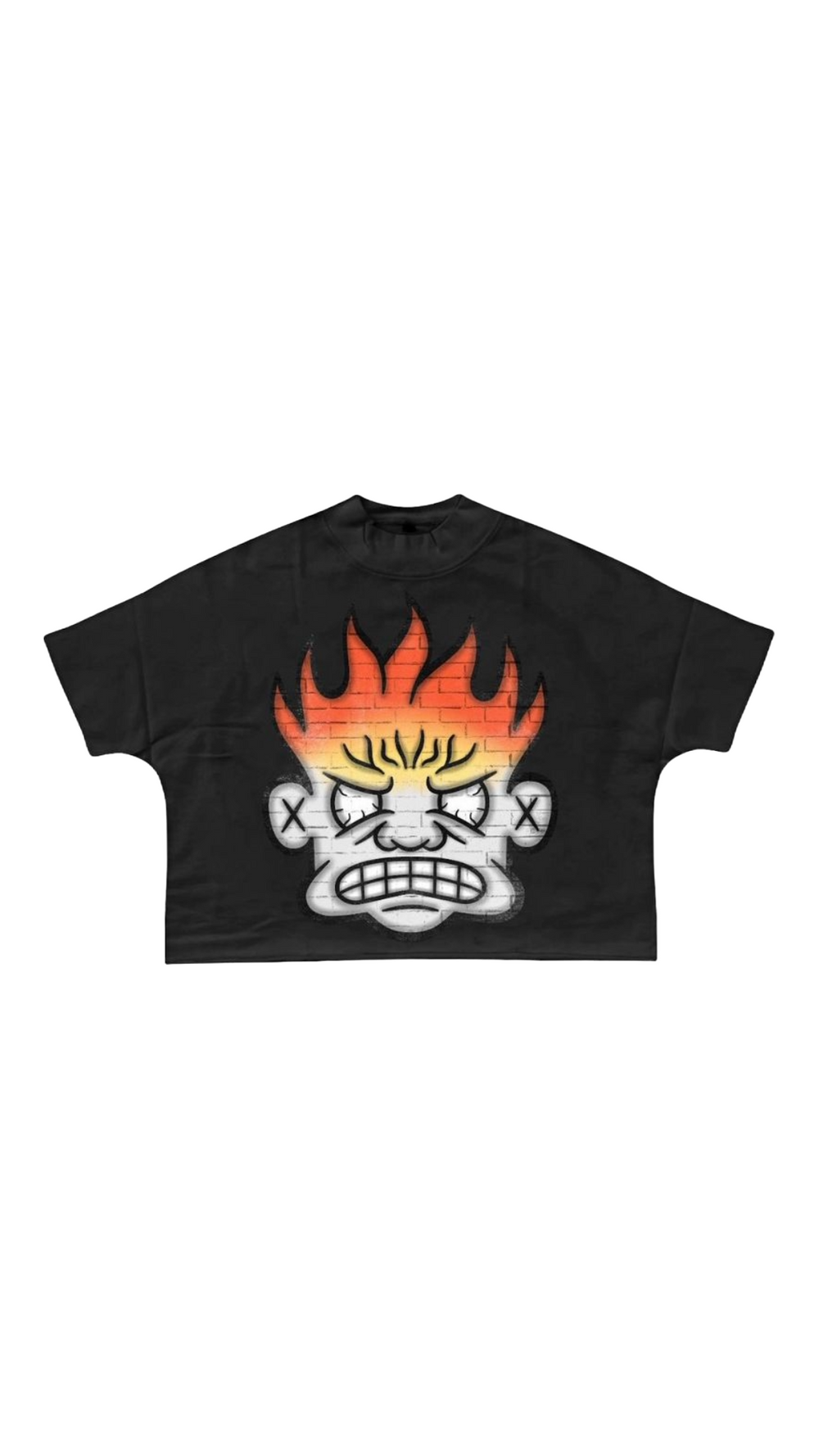 DNA "FLAME HEAD" CROP TEE (BLK)