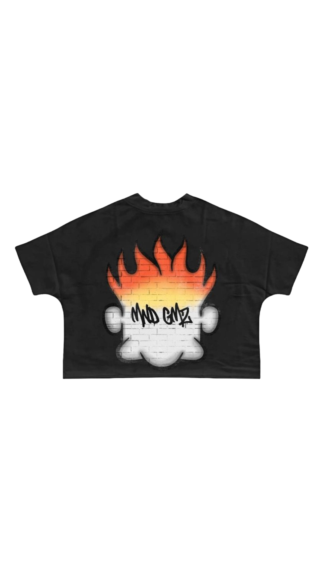 DNA "FLAME HEAD" CROP TEE (BLK)