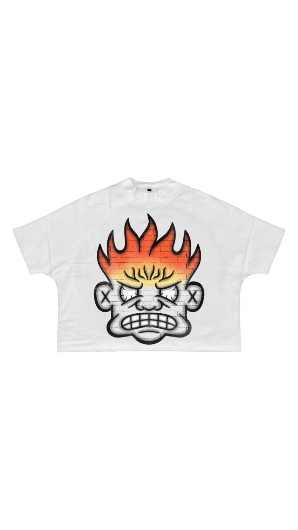 DNA "FLAME HEAD" CROP TEE (WHT)