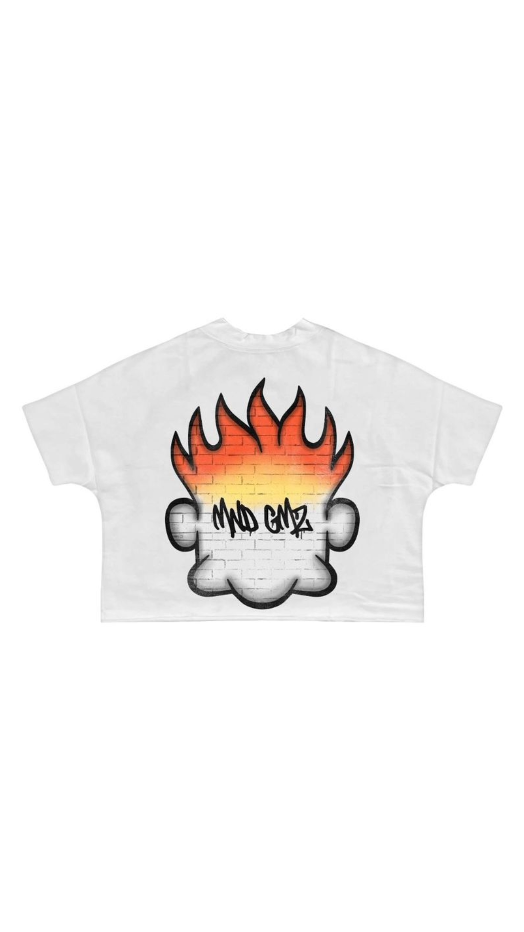 DNA "FLAME HEAD" CROP TEE (WHT)