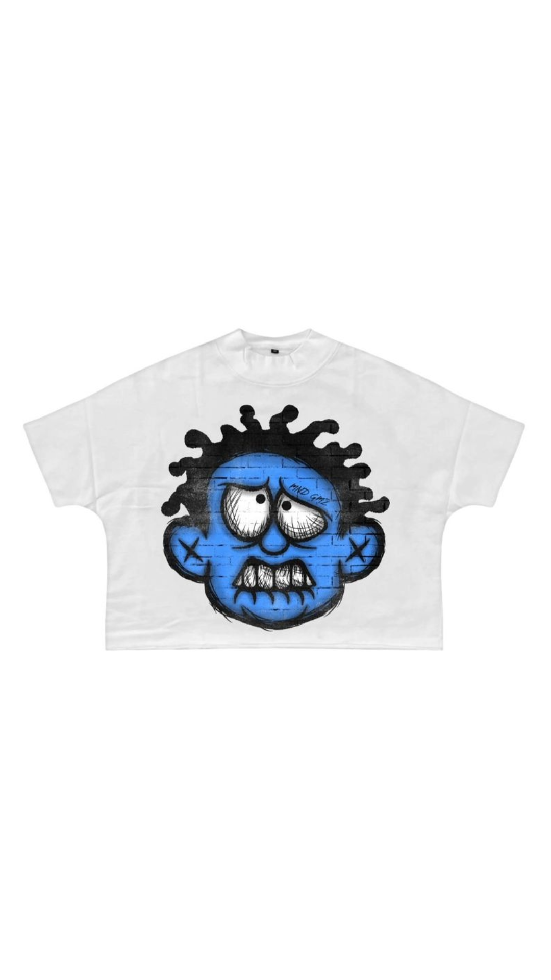 DNA "BLUE HEAD" CROP TEE (WHT)