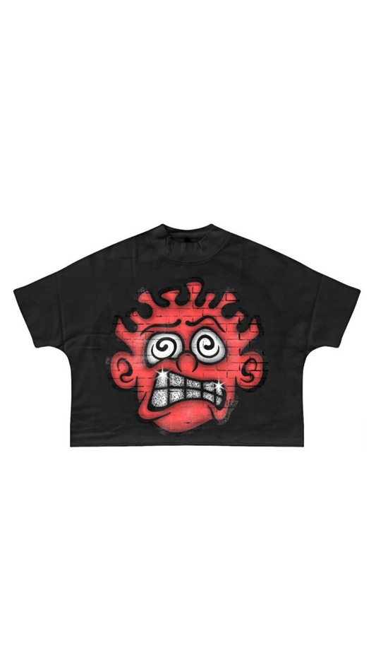 DNA "RED HEAD" CROP TEE (BLK)