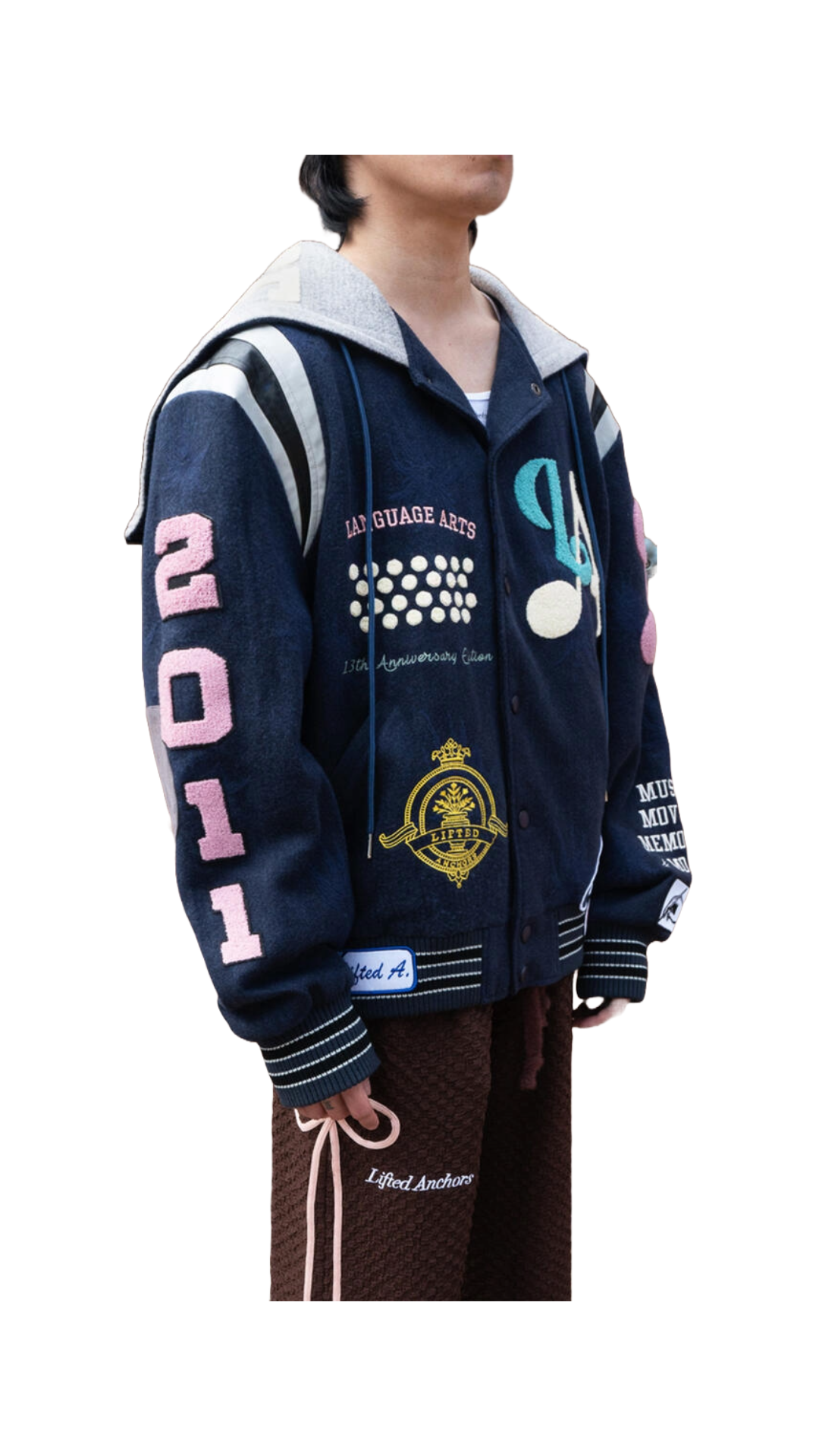 NAVY "ORWELL" LETTERMAN JACKET