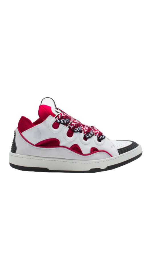 LEATHER CURB SNEAKERS (WHITE/RED)