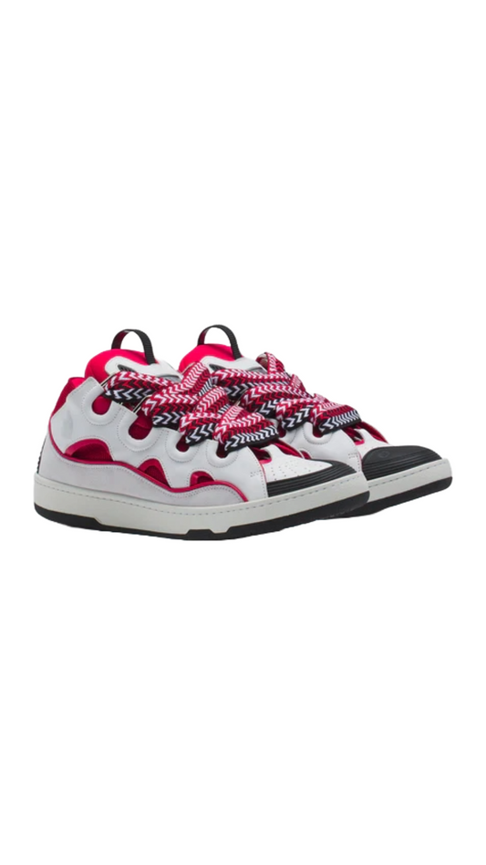 LEATHER CURB SNEAKERS (WHITE/RED)