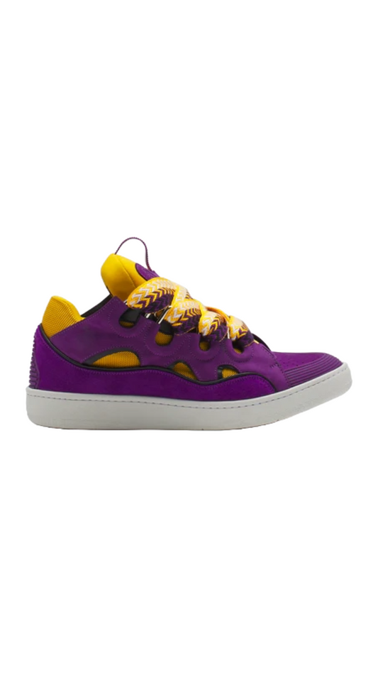 LEATHER CURB SNEAKERS (PURPLE/YELLOW)