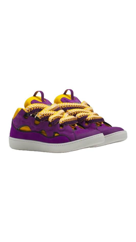 LEATHER CURB SNEAKERS (PURPLE/YELLOW)