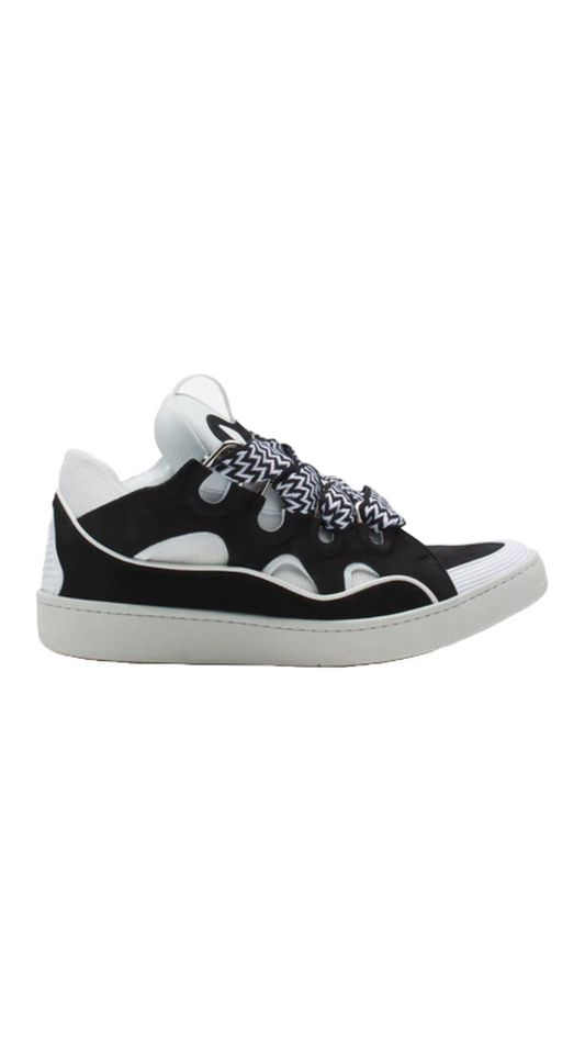 LEATHER CURB SNEAKERS (BLACK/WHITE)