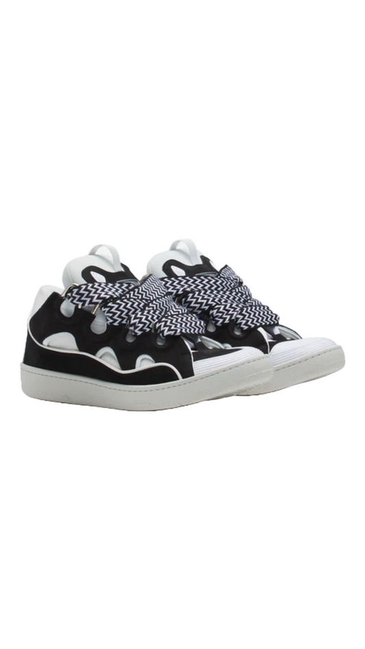 LEATHER CURB SNEAKERS (BLACK/WHITE)