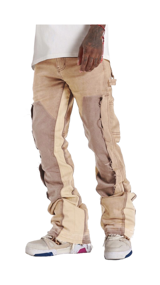 SH "REVOLVER" STACKED JEANS (KHAKI/IVORY)