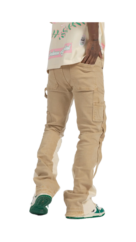 SH "REVOLVER" STACKED JEANS (KHAKI/IVORY)