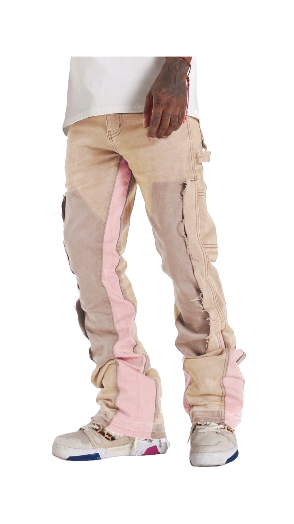 SH "REVOLVER" STACKED JEANS (KHAKI/PINK)