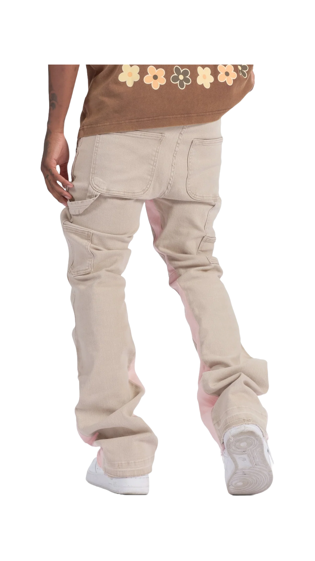 SH "REVOLVER" STACKED JEANS (KHAKI/PINK)