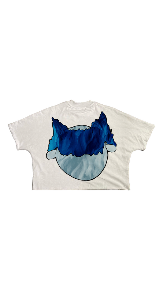 SYNDICATE "MILKYWAY" WHT/BLUE CROP TEE