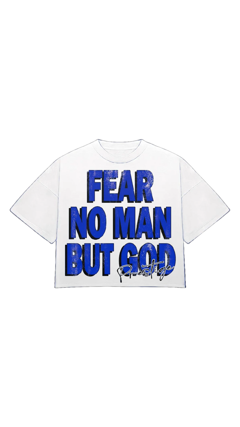 "FEAR NO MAN" CROP TEE (BLUE)