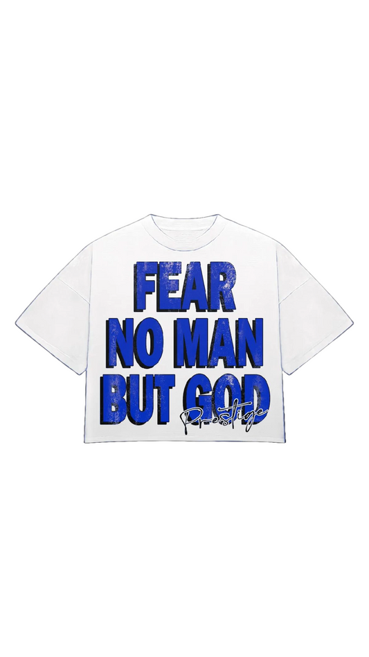 "FEAR NO MAN" CROP TEE (BLUE)