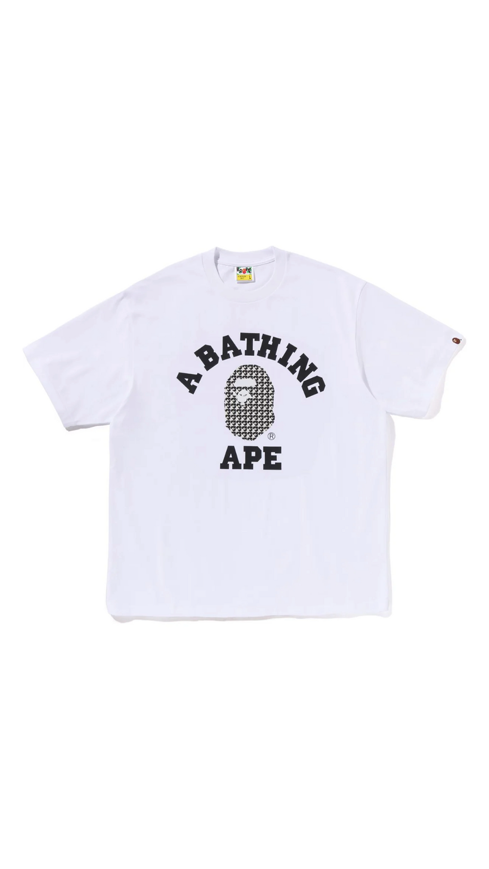 BAPE HOUNDSTOOTH COLLEGE RELAXED FIT TEE (WHT)