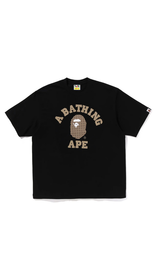 BAPE HOUNDSTOOTH COLLEGE RELAXED FIT TEE (BLK)