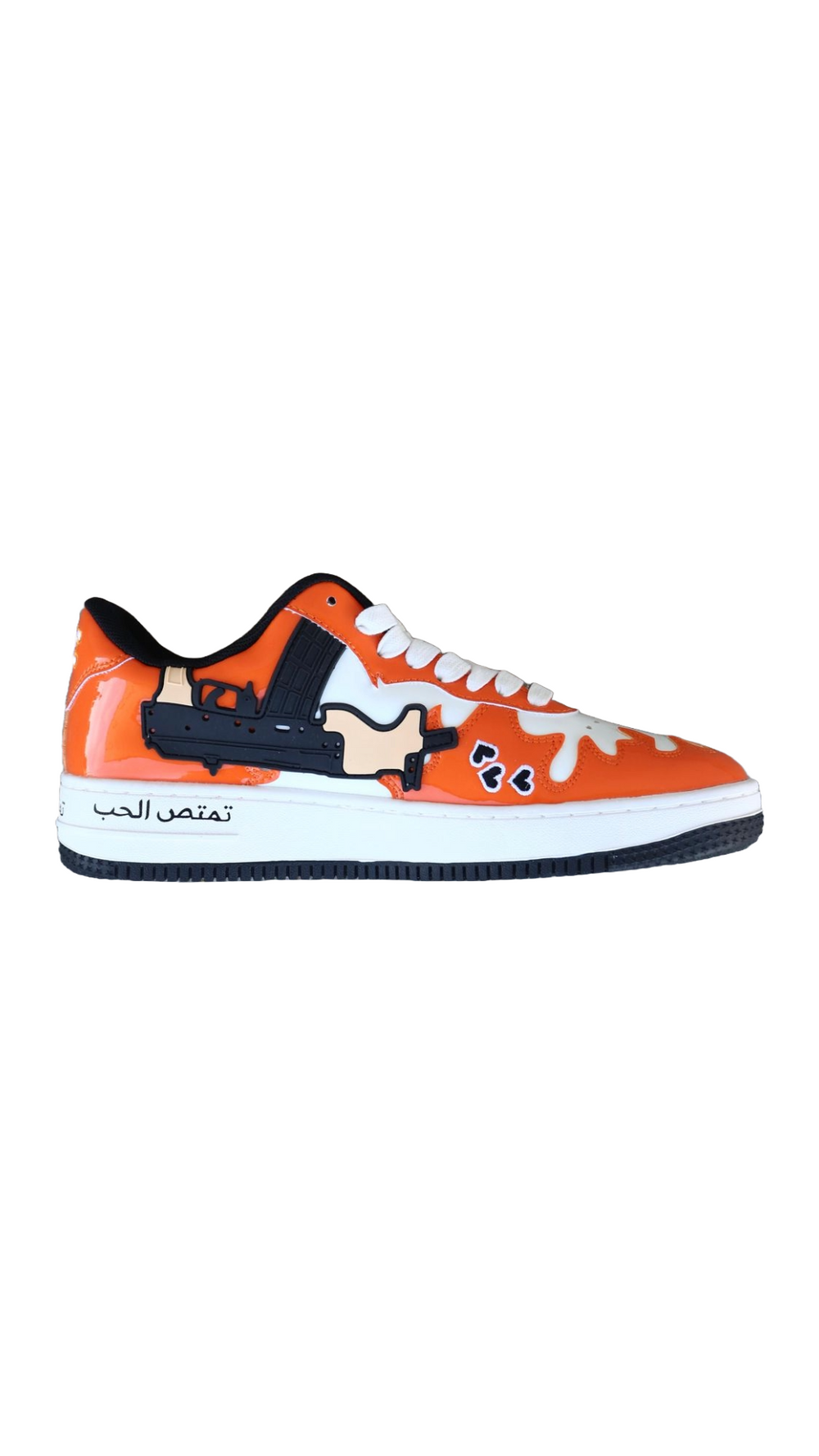 LS ORANGE PATENT LEATHER FLAMES SHOE