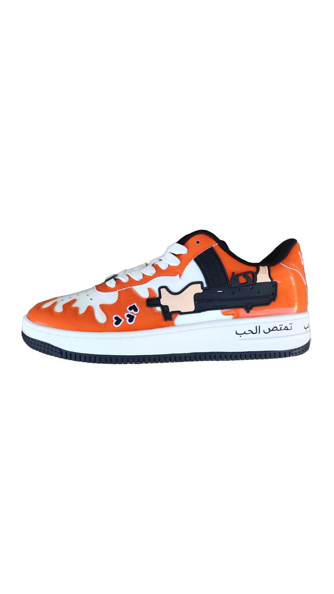 LS ORANGE PATENT LEATHER FLAMES SHOE