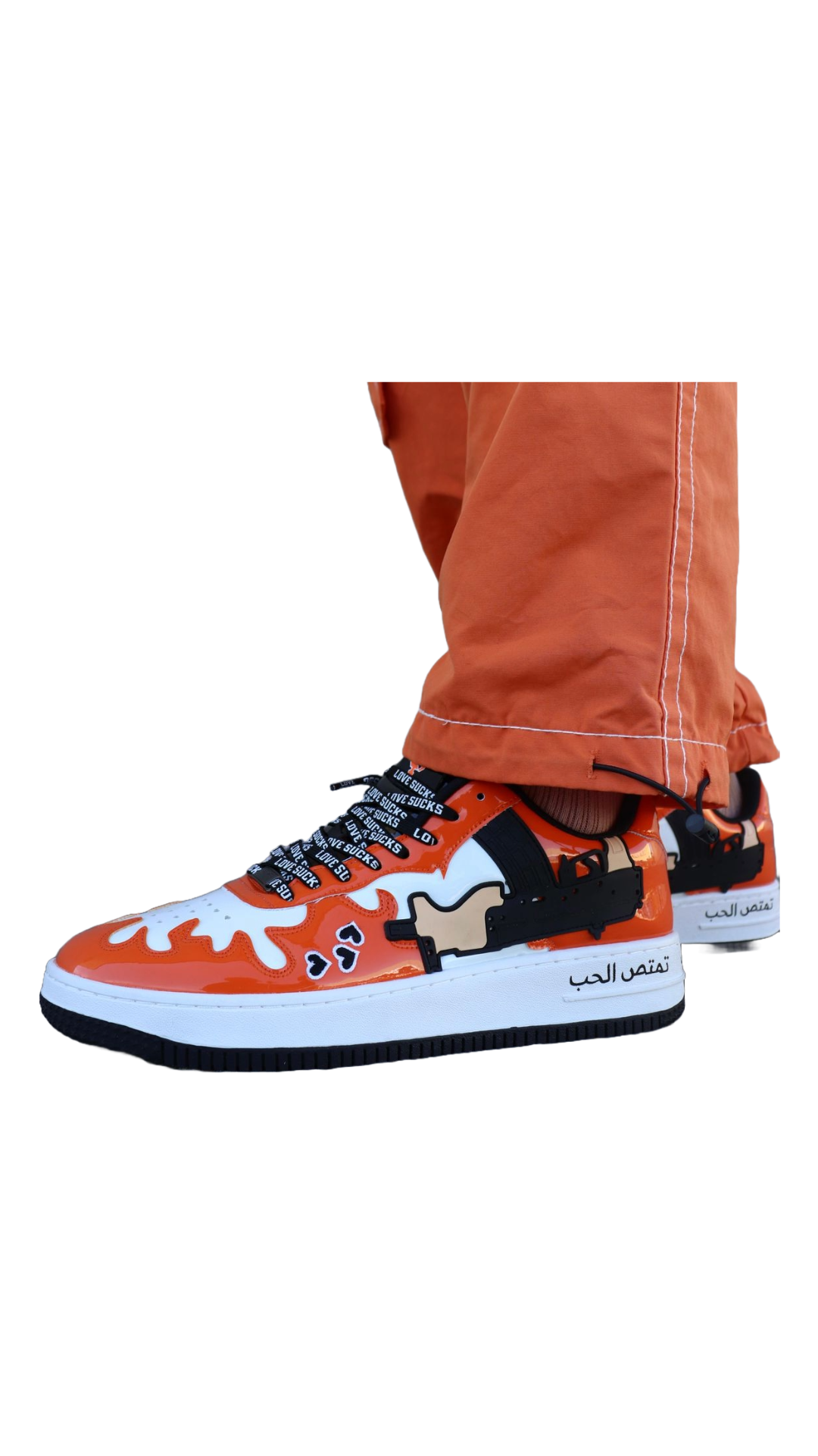 LS ORANGE PATENT LEATHER FLAMES SHOE