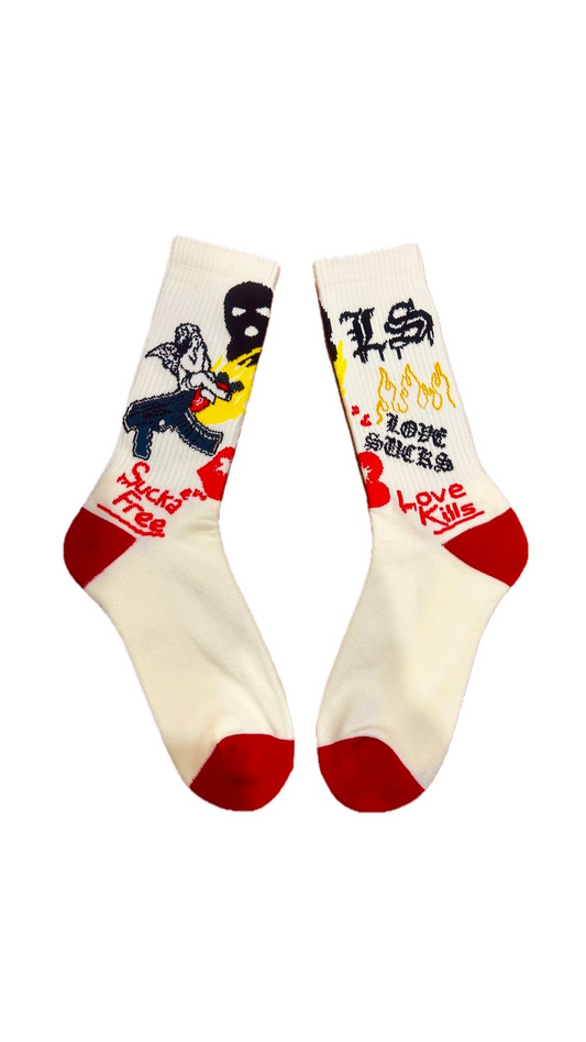 LOVE SUCKS SOCKS (CREAM)