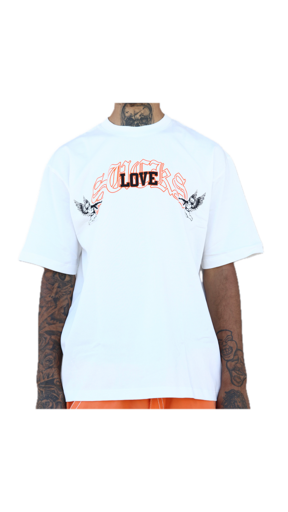 LS "SHOOTERS" TEE (WHT/ORG)