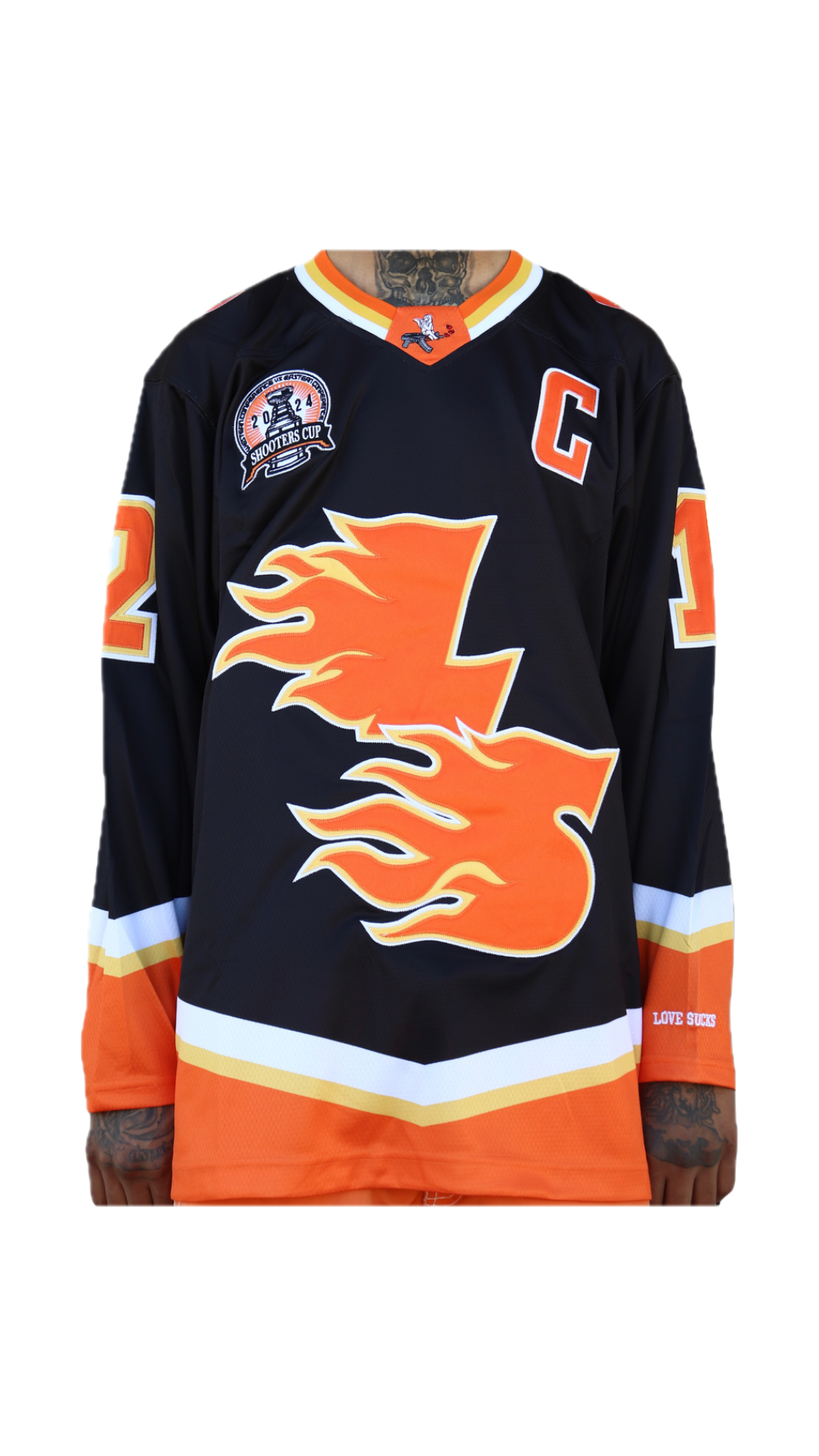 LS FLAMES HOCKEY JERSEY (BLACK)