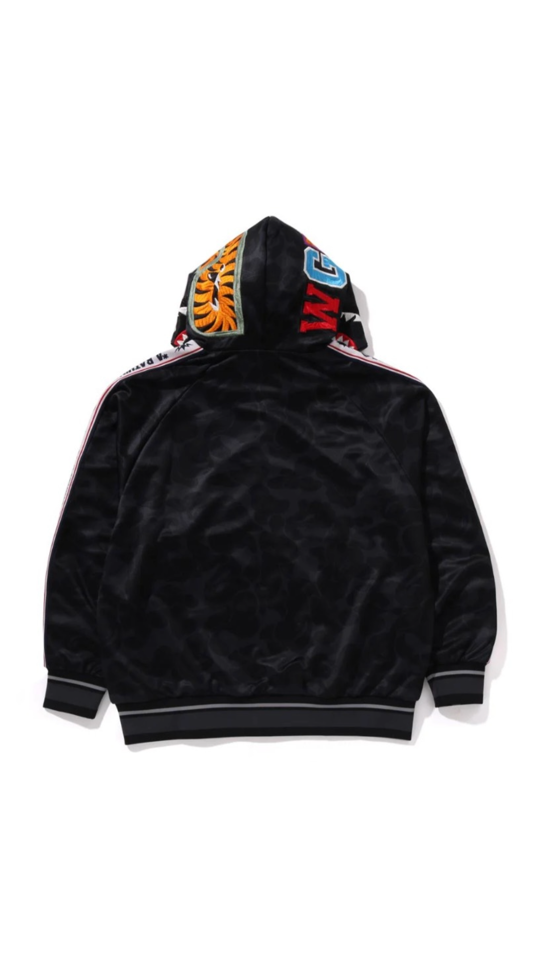 BAPE SOLID BLACK CAMO RELAXED FIT SHARK FULL ZIP UP HOODIE