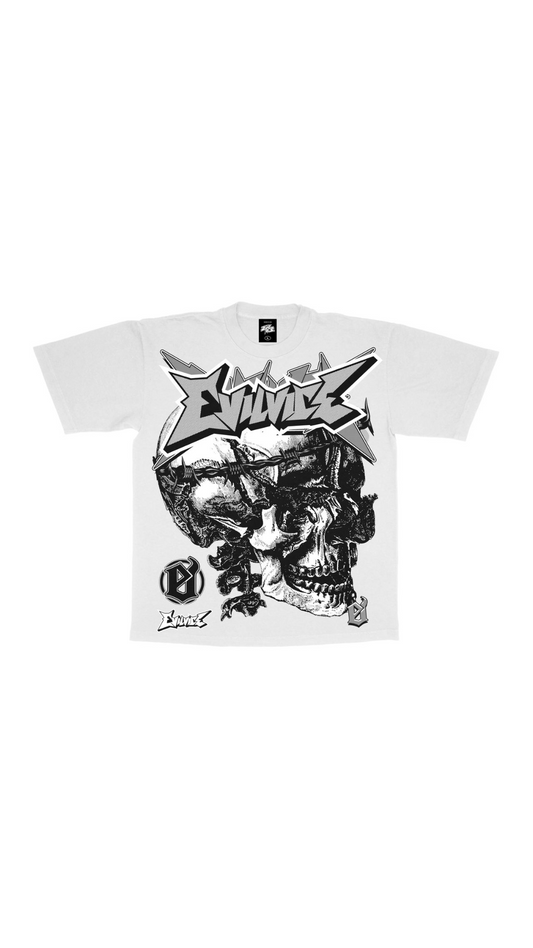 EV BARBED SKULL S/S TEE (WHITE)