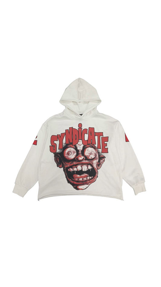 SYNDICATE "FEAR NO EVIL" WHT/RED CROP HOODIE