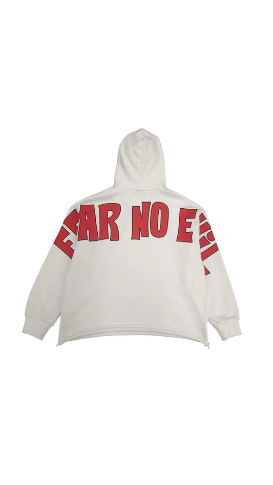 SYNDICATE "FEAR NO EVIL" WHT/RED CROP HOODIE