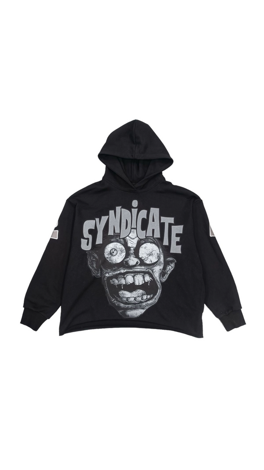 SYNDICATE "FEAR NO EVIL" BLK/GRY CROP HOODIE