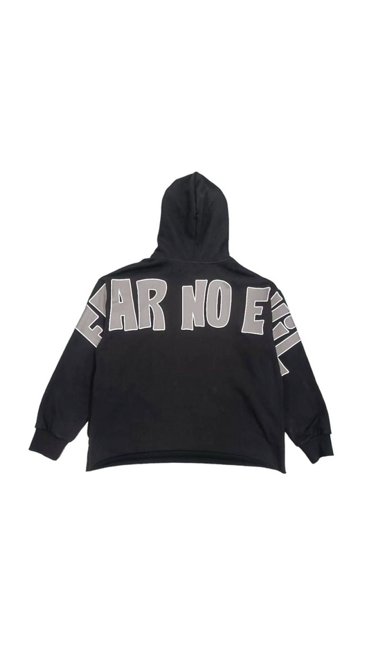 SYNDICATE "FEAR NO EVIL" BLK/GRY CROP HOODIE