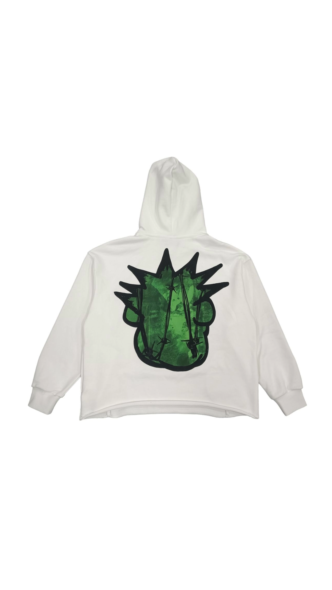 SYNDICATE "BARBED" WHT/GRN CROP HOODIE