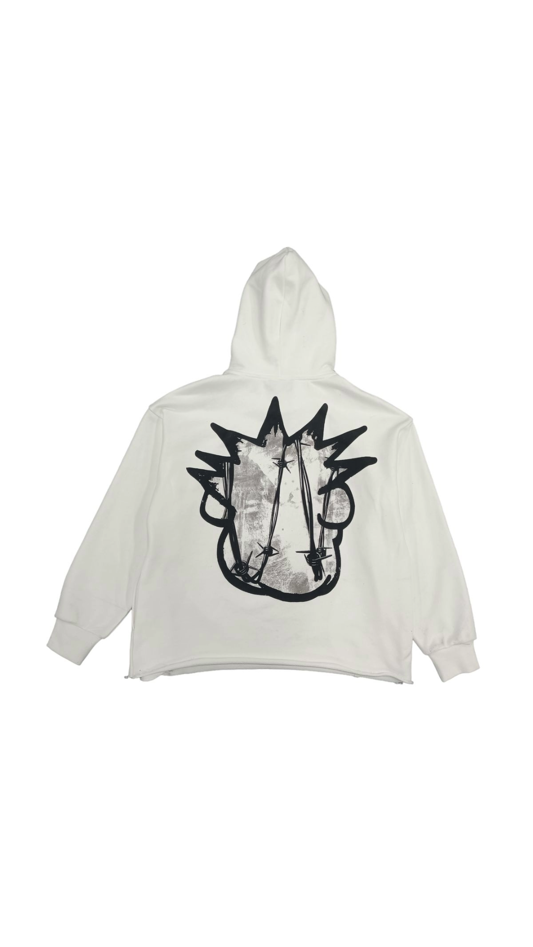 SYNDICATE "BARBED" WHT/GREY CROP HOODIE