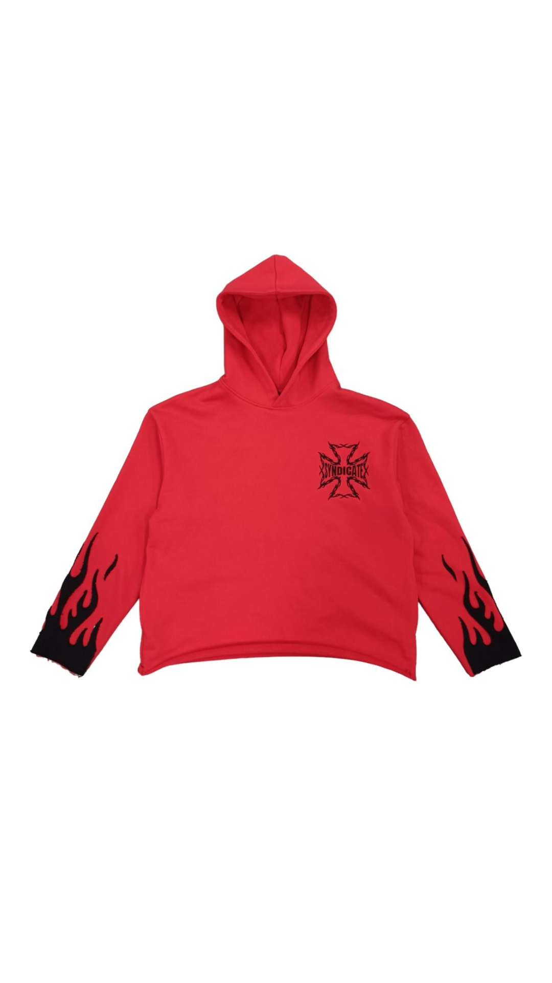 SYNDICATE "FLAMES" RED CROP HOODIE