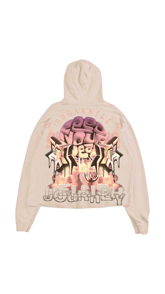 SH “HELLISH” CROPPED HOODIE (TAN)