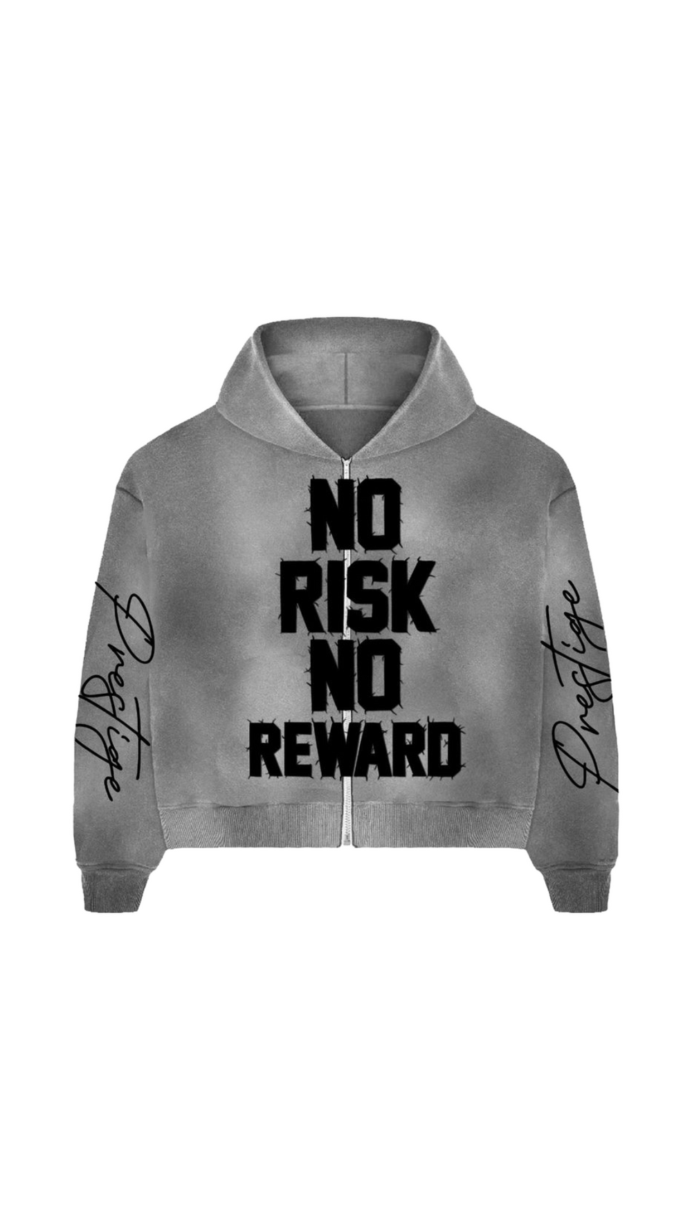 PRESTIGE GRAY "NO RISK NO REWARD" ZIP-UP