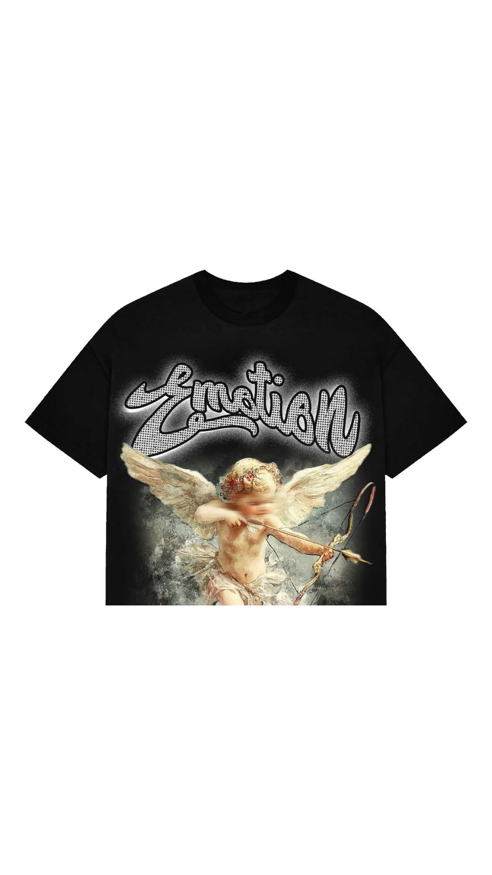 ME "CUPID" BLACK RHINESTONE TEE