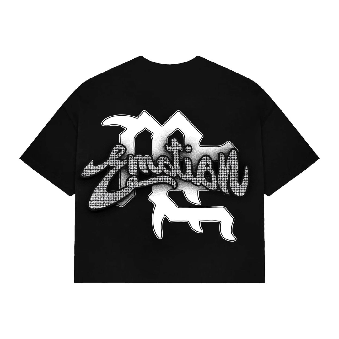 ME "CUPID" BLACK RHINESTONE TEE