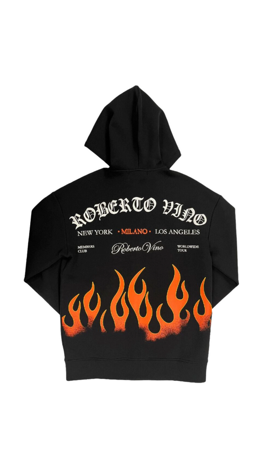 RV BLACK "FLAME" ZIP HOODIE