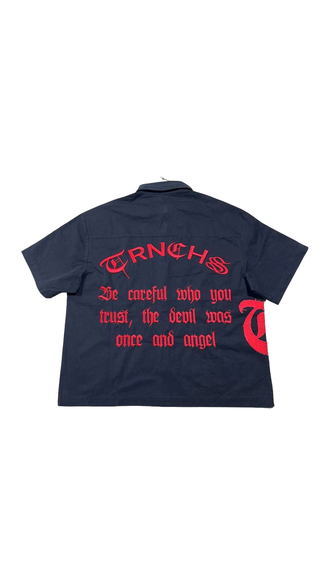 TRNCHS "CROP BUTTON-UP" BLK/RED