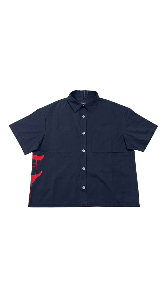 TRNCHS "CROP BUTTON-UP" BLK/RED