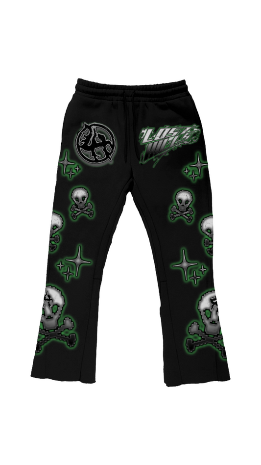 LH "SKULL" FLARE SWEATS (GREEN)