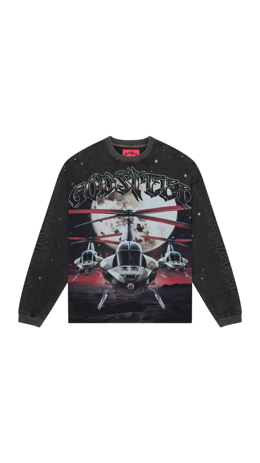 GODSPEED AIR STRIKE L/S T-SHIRT (BLACK WASH)